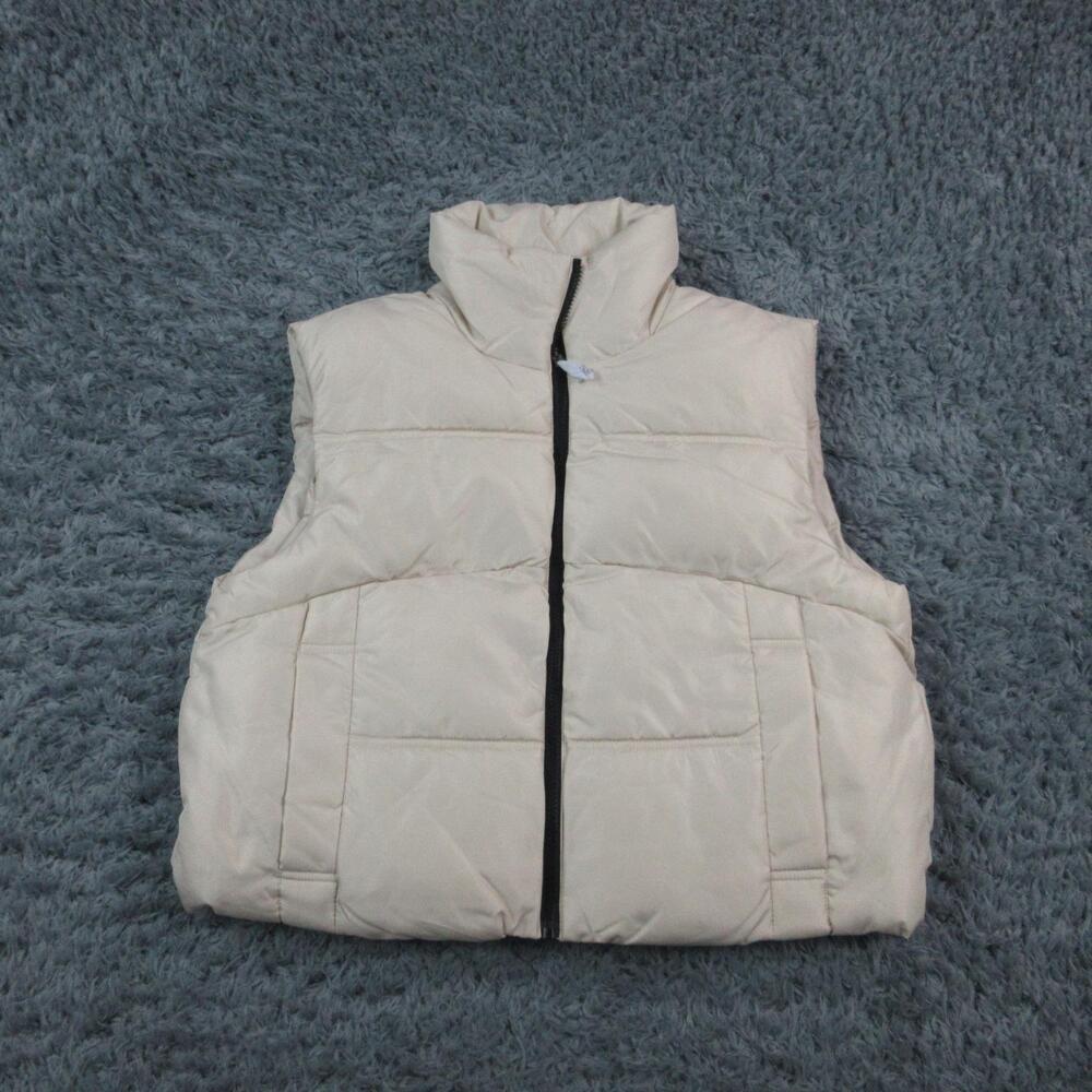 Vero Moda Vest Womens Medium Oatmeal Short Quilted Puffer Waistcoat NWT